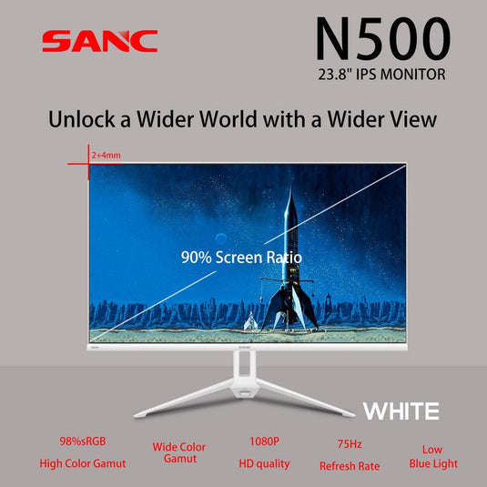 SANC M2456H 23.8 IPS 75HZ WHITE MONITOR-Makotek Computers