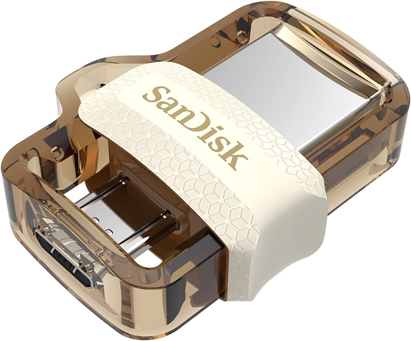 SANDISK SDDD3-032G-G46GW 32GB TRANSPARENT & GOLD OTG FLASH DRIVE-FLASH DRIVE-Makotek Computers