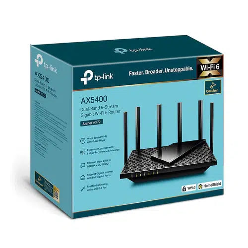 TP-LINK ARCHER AX72 AX5400 DUAL-BAND 6-STREAM GIGABIT WI-FI 6 ROUTER-ROUTER-Makotek Computers