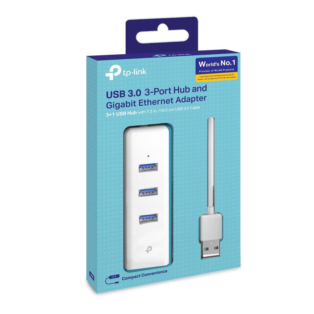 TP-LINK UE330 USB 3.0 3-PORT HUB & GIGABIT ETHERNET ADAPTER 2 IN 1 USB ADAPTER-ADAPTER-Makotek Computers